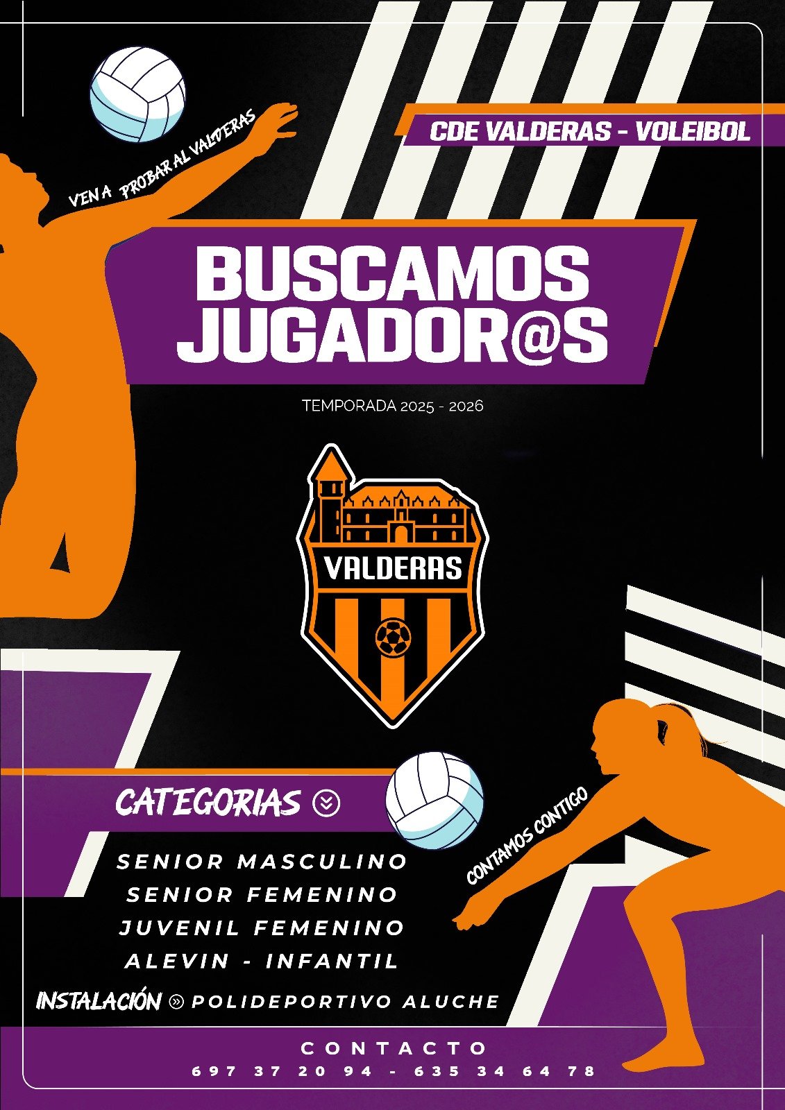 ÚNETE A NUESTRA ESCUELA DE VOLEIBOL cartel voleibol